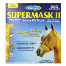 Farnam SuperMask II Horse Fly Mask Shimmer Weave Copper Mesh/Cheetah Trim Horse